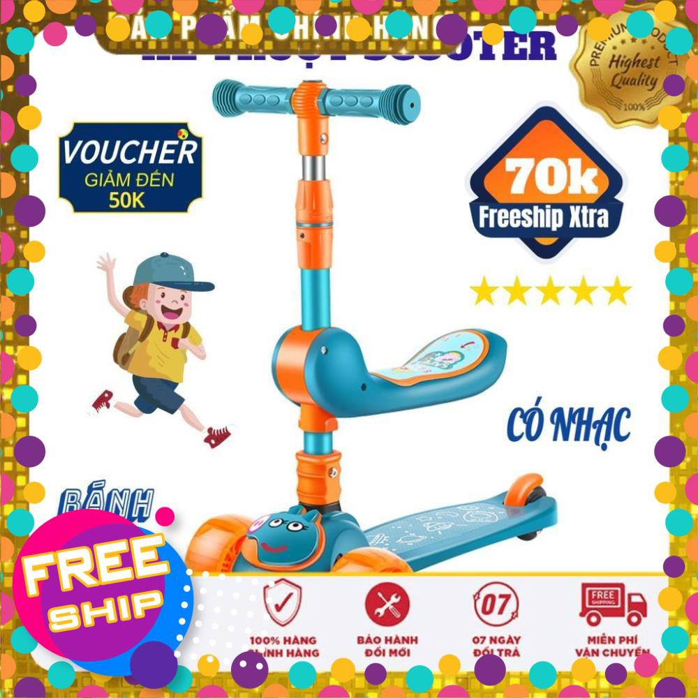 Xe trượt scooter 💥FREESHIP💥 đa năng phát sáng cho bé từ 2 đến 8 tuổi - Xe thăng bằng có nhạc, ghế nhún cho trẻ DC009