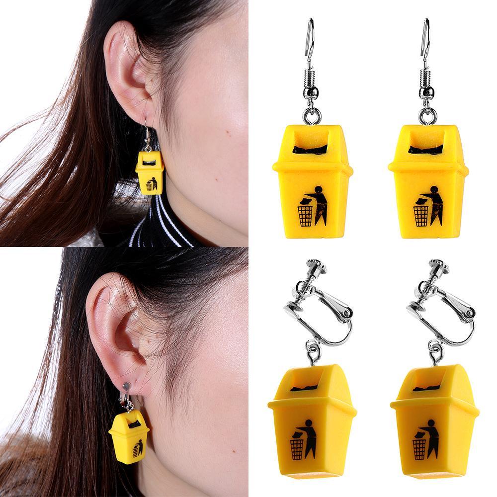 MAG 1 Đôi Bông Tai Hình Thùng Rác Sáng Tạo