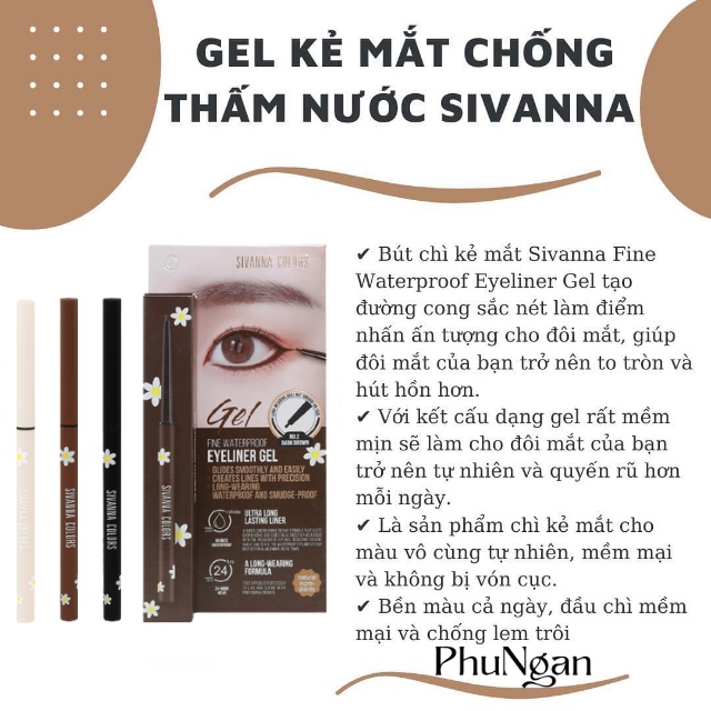 Chì kẻ mắt Sivanna Fine Waterproof Eyeliner Gel HF772 Thái Lan chống nước, lâu trôi