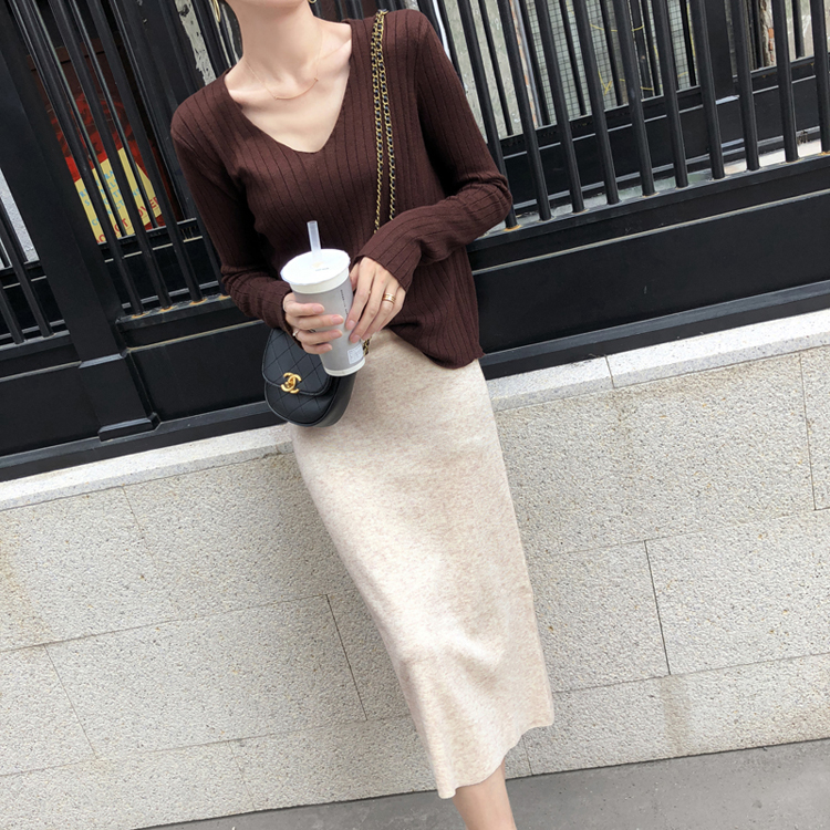 Áo dệt kim dáng rộng cổ chữ V tay dài thời trang mùa thu 2020 phong cách Hàn Quốc nữ tính thanh lịch | BigBuy360 - bigbuy360.vn