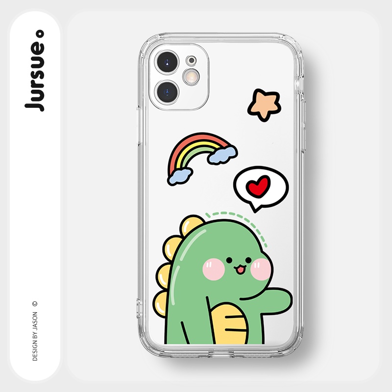 Ốp lưng JURSUE hoạt hình cặp đôi dễ thương đẹp cho iPhone 13 12 11 Pro Max SE 2020 X XR XS ip 8 7 6 6S Plus kute Y201