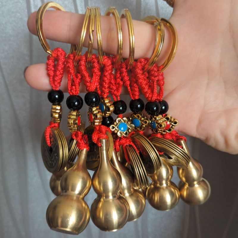 Móc khóa đồng bầu hồ lô đồng xu phong thủy may mắn tài lộc