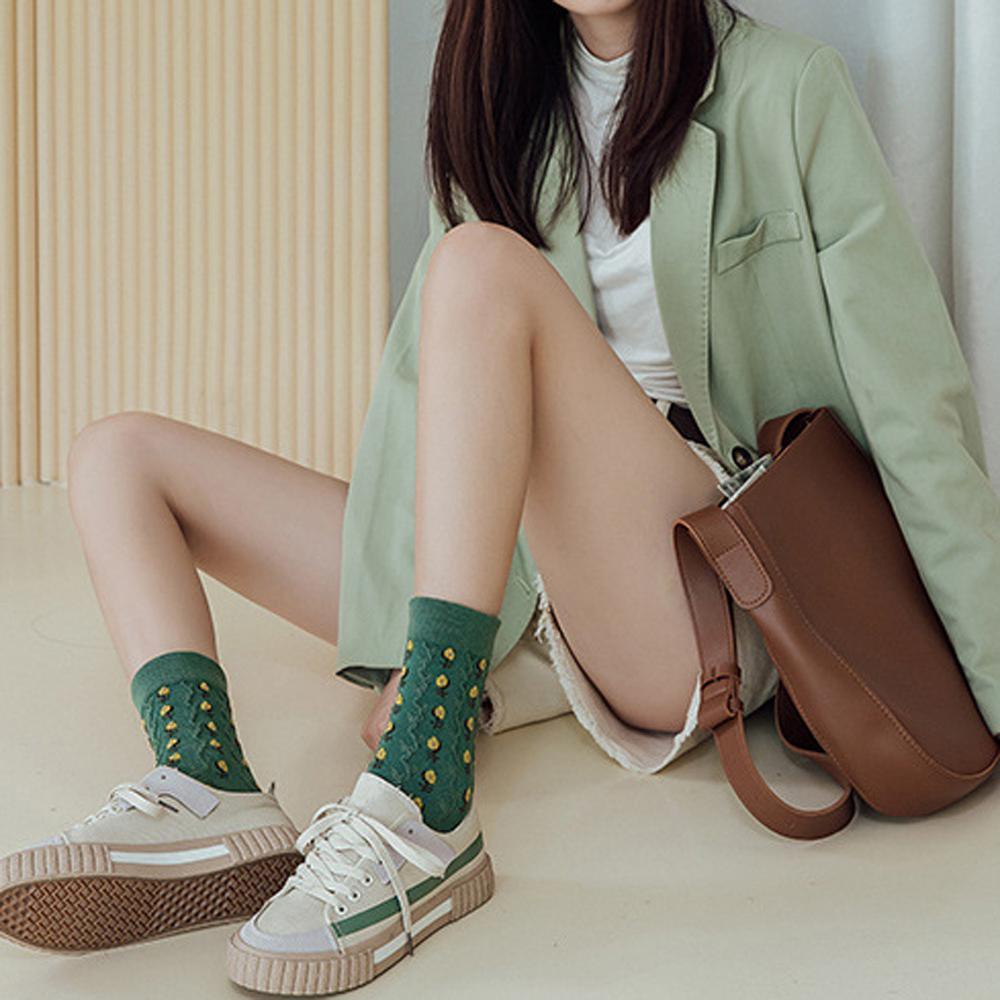 Vớ Cotton Dệt Kim Cổ Cao Họa Tiết Dễ Thương Phong Cách Harajuku Nhật Bản