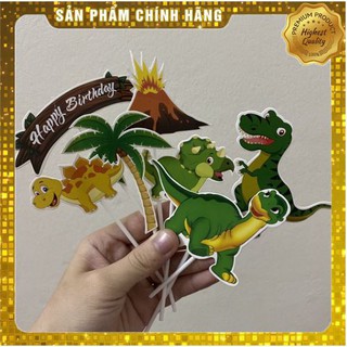 Toper cắm khủng long,thẻ cắm giấy khủng long trang trí bánh kem,trang trí bánh sinh nhật cho các bé