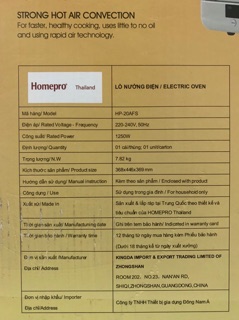 Lò nướng Homepro HP-20AFS