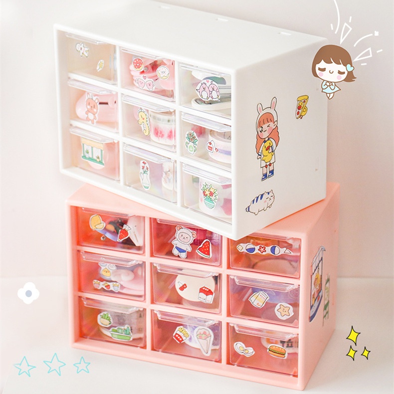 Flowertree Hộp Đựng Đồ Văn Phòng Phẩm 9 Ngăn Tiện Lợi