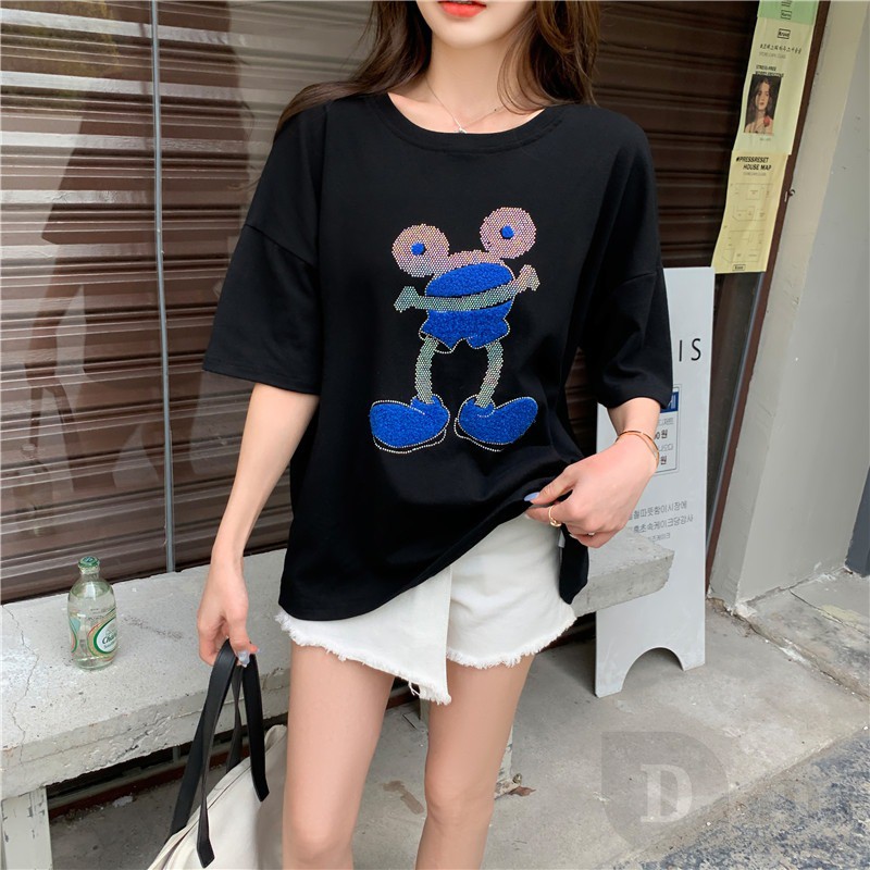 Áo Thun Tay Ngắn Cổ Tròn In Họa Tiết PLUS SIZE Cho Nữ