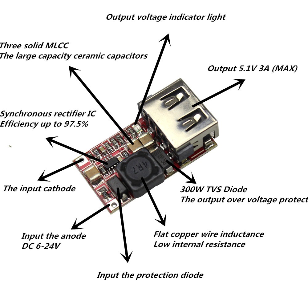 Mạch hạ áp BUCK 6-24V xuống 5V 2.1A max 3A