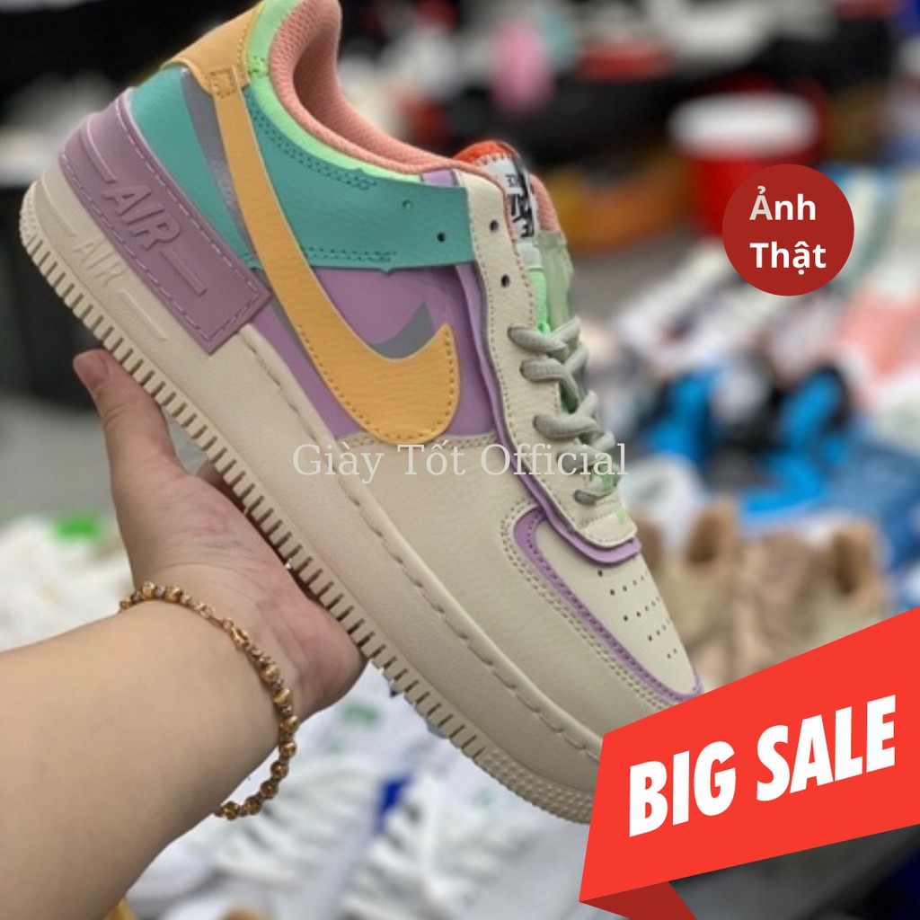 Giày AF1 Shadow 7 Màu Pale Ivory Bản Cao Cấp Da Xịn Form Chuẩn Fullbox Bill Size Nữ - Giày Tốt Official