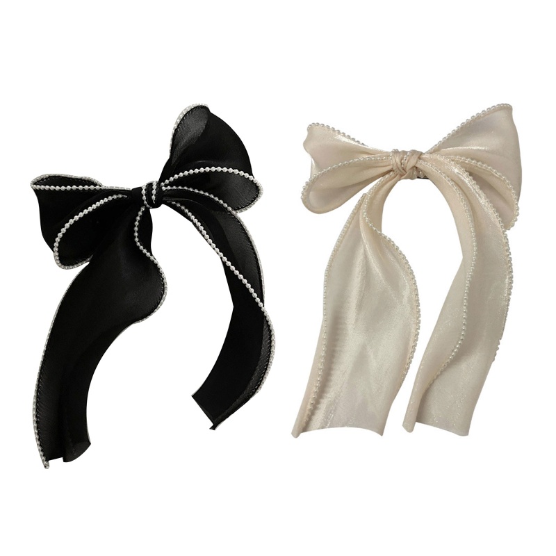 Kẹp Tóc Hình Nơ Đính Ngọc Trai Giả Thanh Lịch Cho Nữ