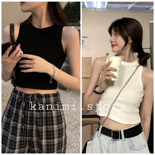 Áo croptop ba lỗ cổ cao Kanimi - áo thun ba lỗ cao cổ nữ phong cách Ulzzang