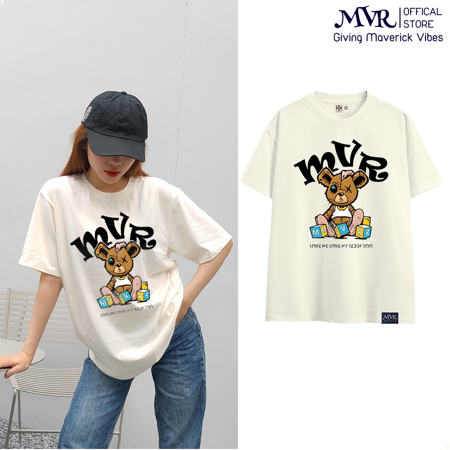 Áo Thun Cotton Mát Phom Rộng In Hình Gấu Teddy Bear Chơi Xếp Hình Full Tag Áo Phông Oversize MVR KK1358