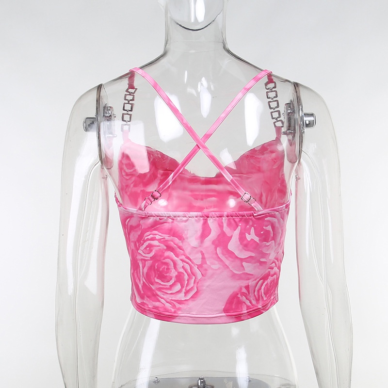 Áo Tank Top Hoạ Tiết Hoa Thiết Kế Hở Lưng Quyến Rũ