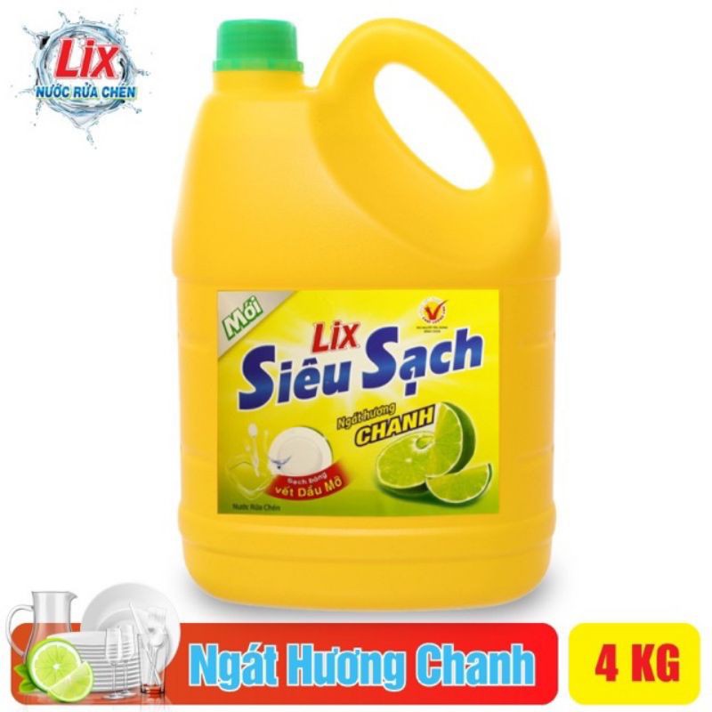 Nước rửa chén Lix siêu sạch 3.8kg mẫu mới