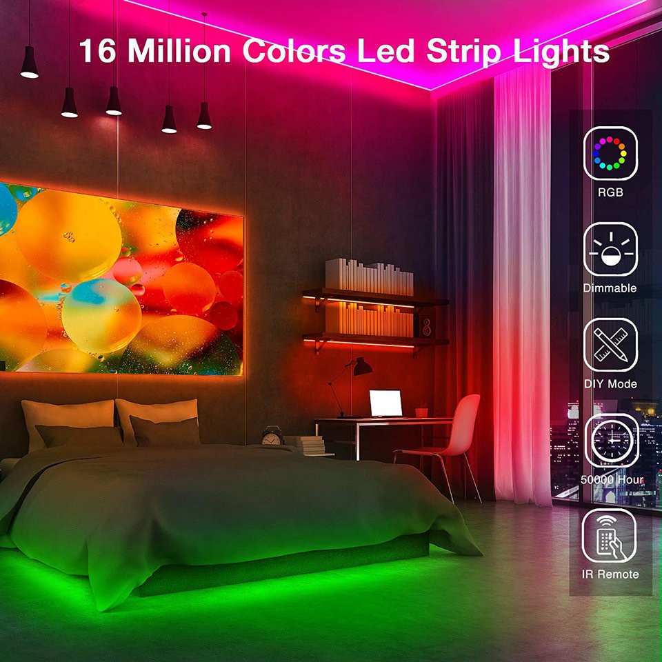 Dây Đèn Led Rgb Thay Đổi Màu Sắc Kèm Điều Khiển Từ Xa