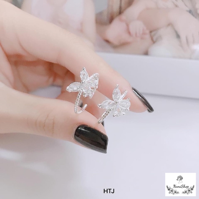 Nhẫn Bạc nữ free size, điểm nhấn bươm bướm đá nhẹ nhàng quyến rũ, thu hút ánh nhìn Mainomi Shop Bạc Xinh