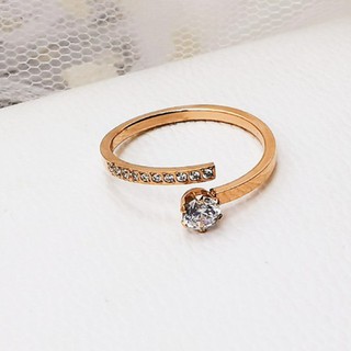 Nhẫn Nữ Bilyshop Kiểu Hở Mảnh Đính Đá Sang Trọng Titan Ko Đen Ko Ngứa TT 2465