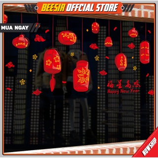Tranh Decal Dán Kính Trang Trí Tết Nguyên Đán Mừng Năm Mới Happy New Year 02
