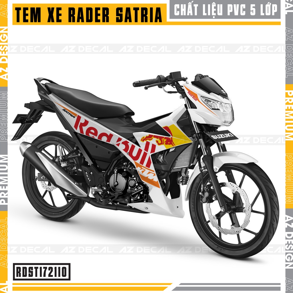 Tem Xe Suzuki Raider - Satria Mẫu Redbull | RDST172110 | Chất Liệu PVC 5 Lớp Chống Nước, Đa Dạng Màu Tem Cho Xe