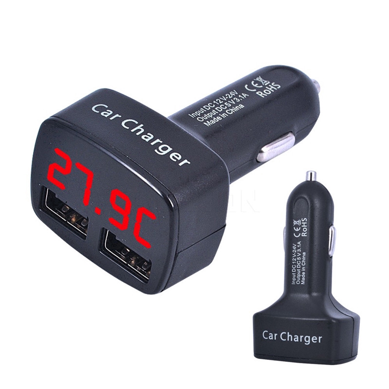 Thiết bị đo vôn kế hỗ trợ 2 cổng sạc usb tiện dụng dành cho xe hơi