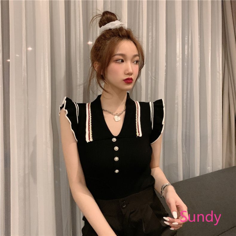 Áo len không tay cổ chữ V quyến rũ trẻ trung hợp thời trang dành cho nữ