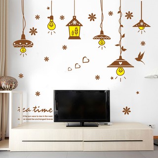 Decal dán tường dây đèn vàng