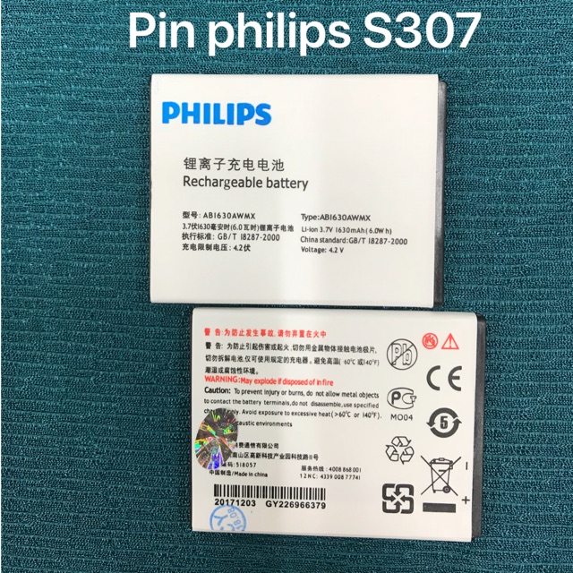 Pin philip S307 kí hiệu AB1630AWMX