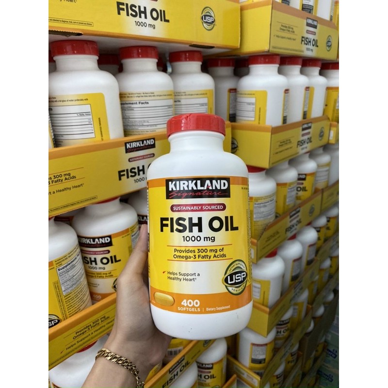 [DATE 8/2023] Viên uống Dầu Cá Kirkland Fish Oil 1000Mg 400 viên của Mỹ