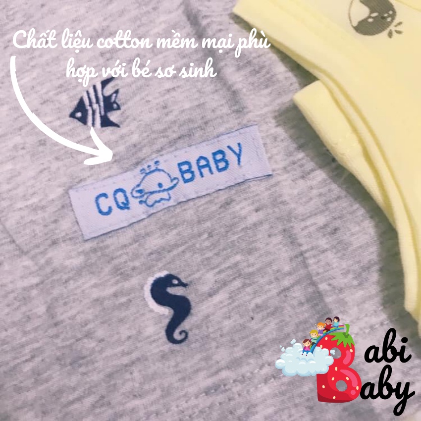 Áo sơ sinh dài tay bé trai bé gái BABI BABY mùa hè thu đông mềm mại giá rẻ đồ sơ sinh cho bé mẫu CQ 5 màu từ 0-9 tháng