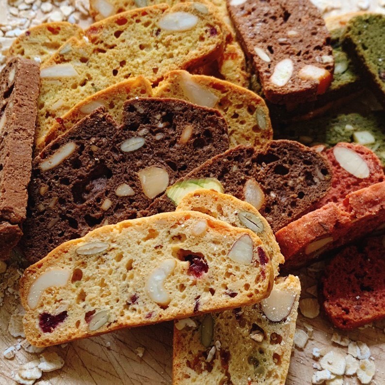 Bánh BISCOTTI Trà Xanh 5 vị nguyên cám KHÔNG ĐƯỜNG dành cho người ăn kiêng, giảm cân, tiểu đường