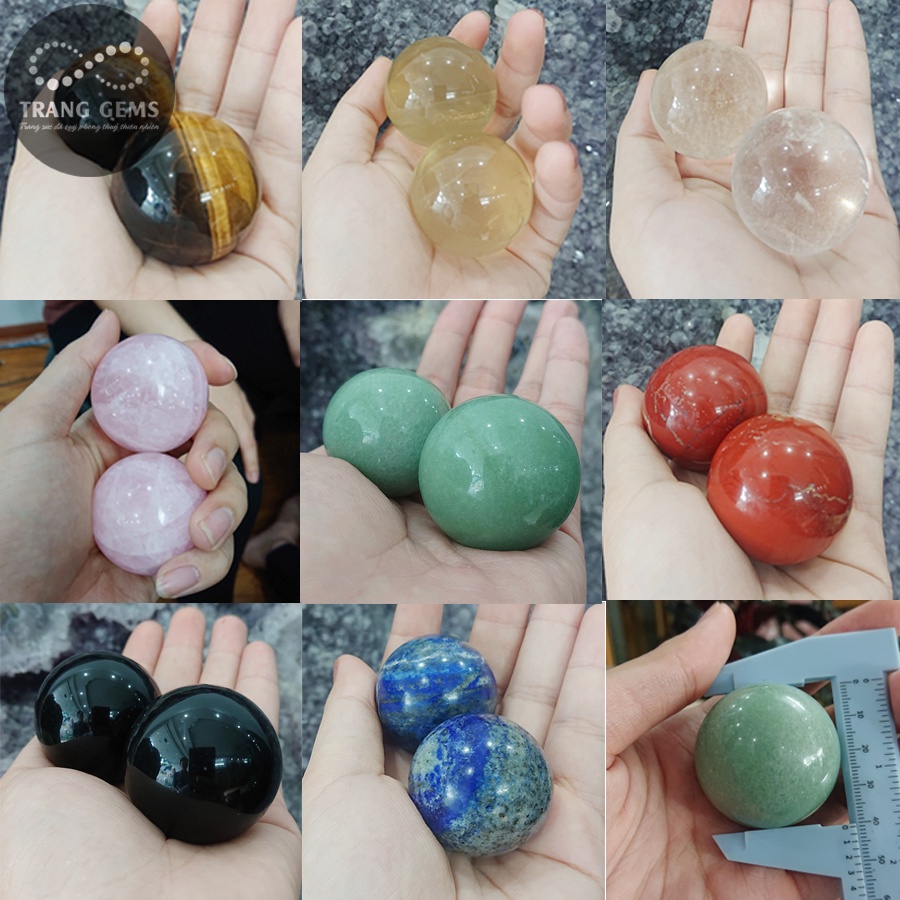 Đôi bi lăn tay đá tự nhiên các màu