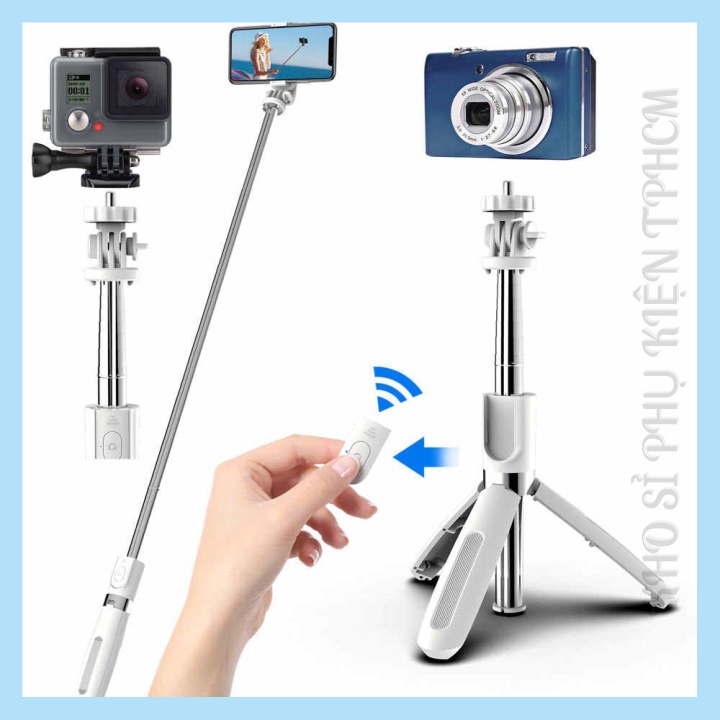 Gậy Chụp Ảnh Selfie Q02 | Dùng Bluetooth | 3 Chân Gấp Gọn | Dài 1m03cm | Chất Liệu Thép Không Gỉ