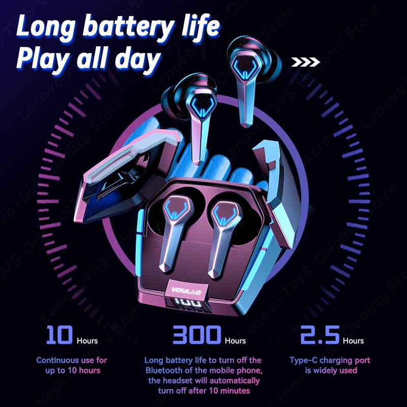 Voulao GM1 Tai Nghe Chơi Game TWS Bluetooth 5.3 Có Mic Âm Thanh 9D Chuyên Nghiệp