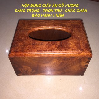 Hộp đựng khăn giấy, giấy ăn bằng gỗ hương ta