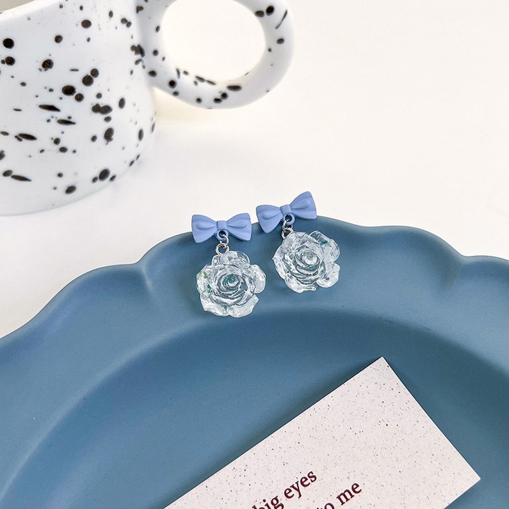 Khuyên Tai Hình Học Hoa Màu Xanh Dương Phong Cách Hàn Quốc Thời Trang Cho Nữ