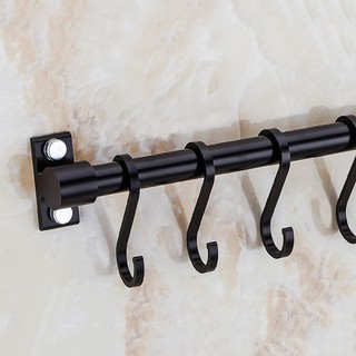 Giá đỡ treo đồ dùng bếp gắn tường bằng nhôm màu đen chất lượng cao