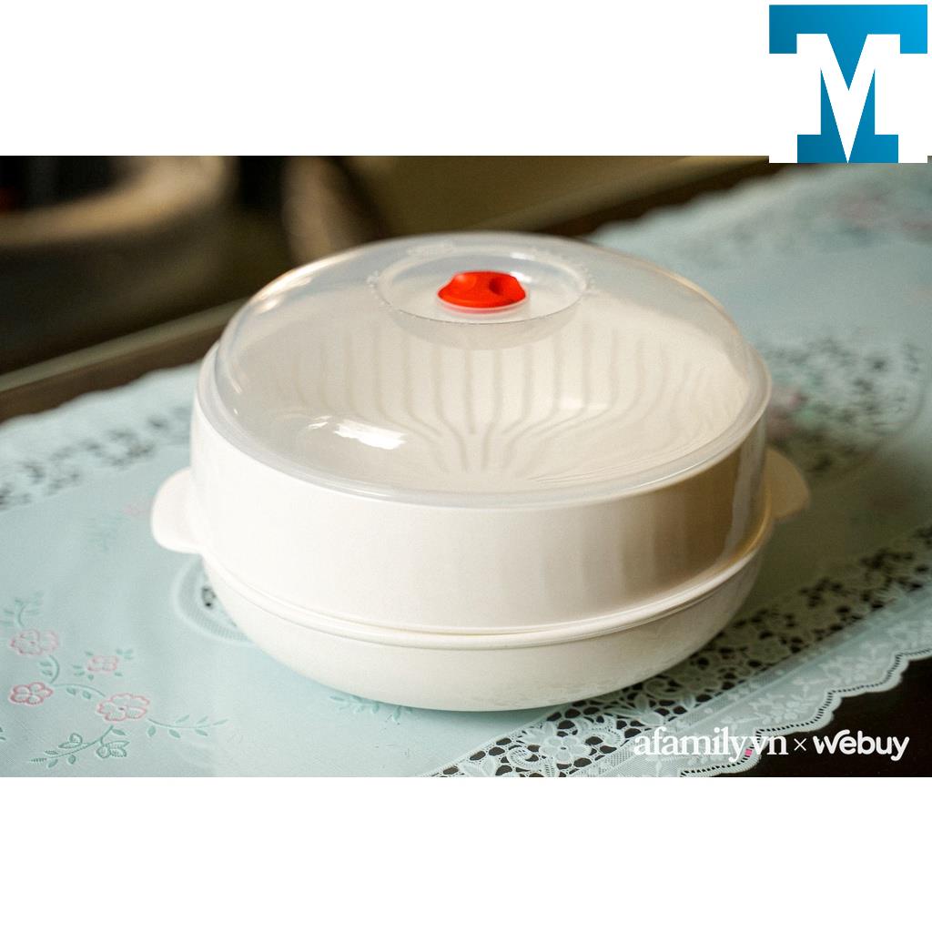 Bộ khay hấp lò vi sóng Việt Nhật (5625) 2 tầng chịu nhiệt tốt -Khay hấp thức ăn, Xửng hấp đồ ăn, bánh bao, xôi tiện lợi
