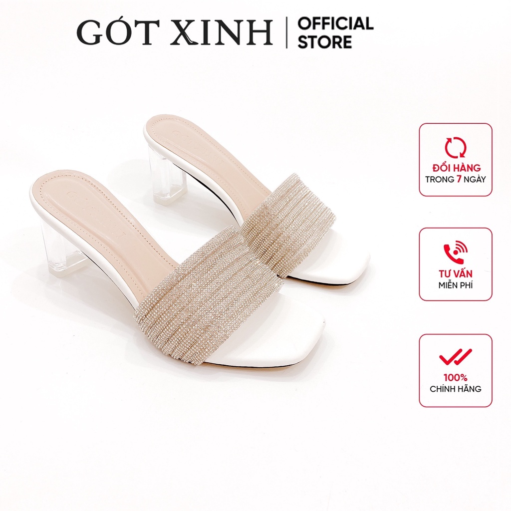 Dép cao gót nữ GÓT XINH GX5 mũi vuông quai ngang cao 5cm