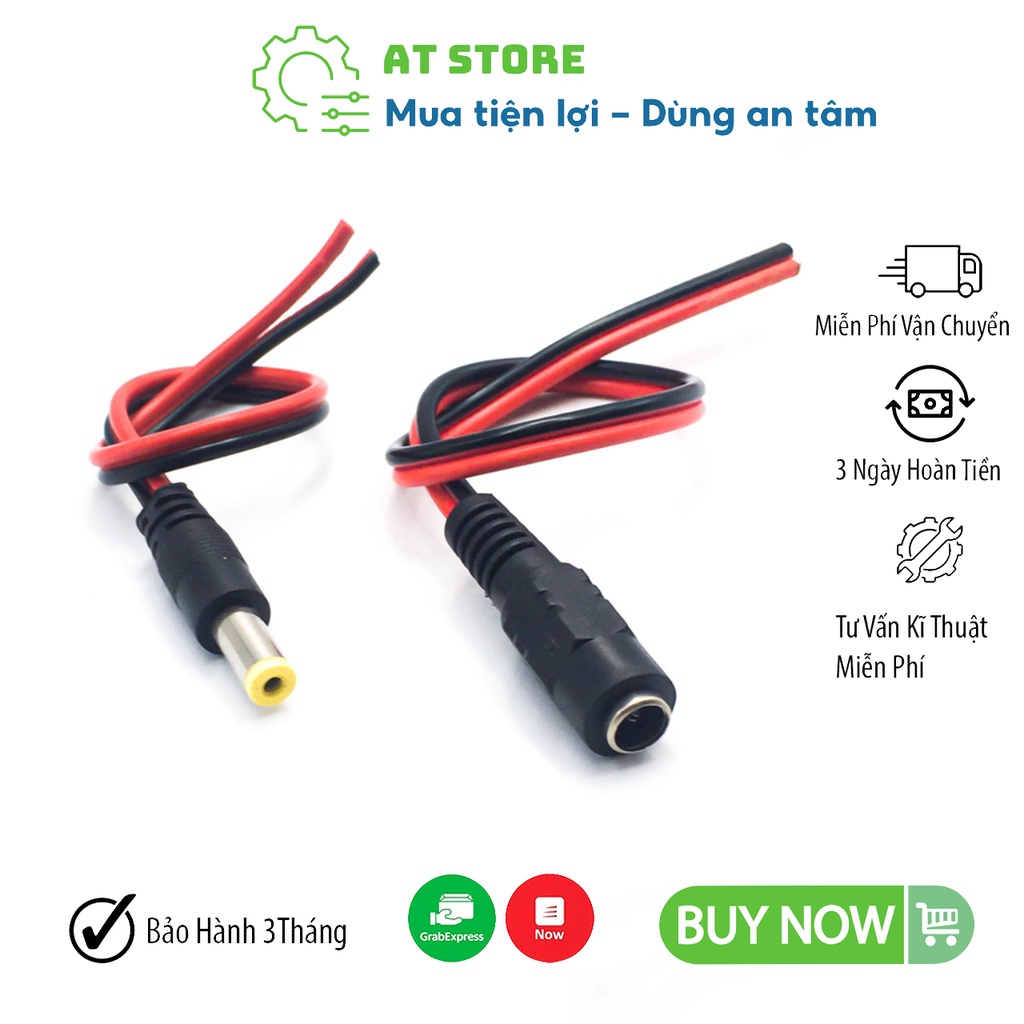 Jack Nguồn DC Có Dây Đực/Cái 5.5x2.1mm💦Dây Nguồn Jack DC Đực Cái 5.5x2.1mm dài 20cm