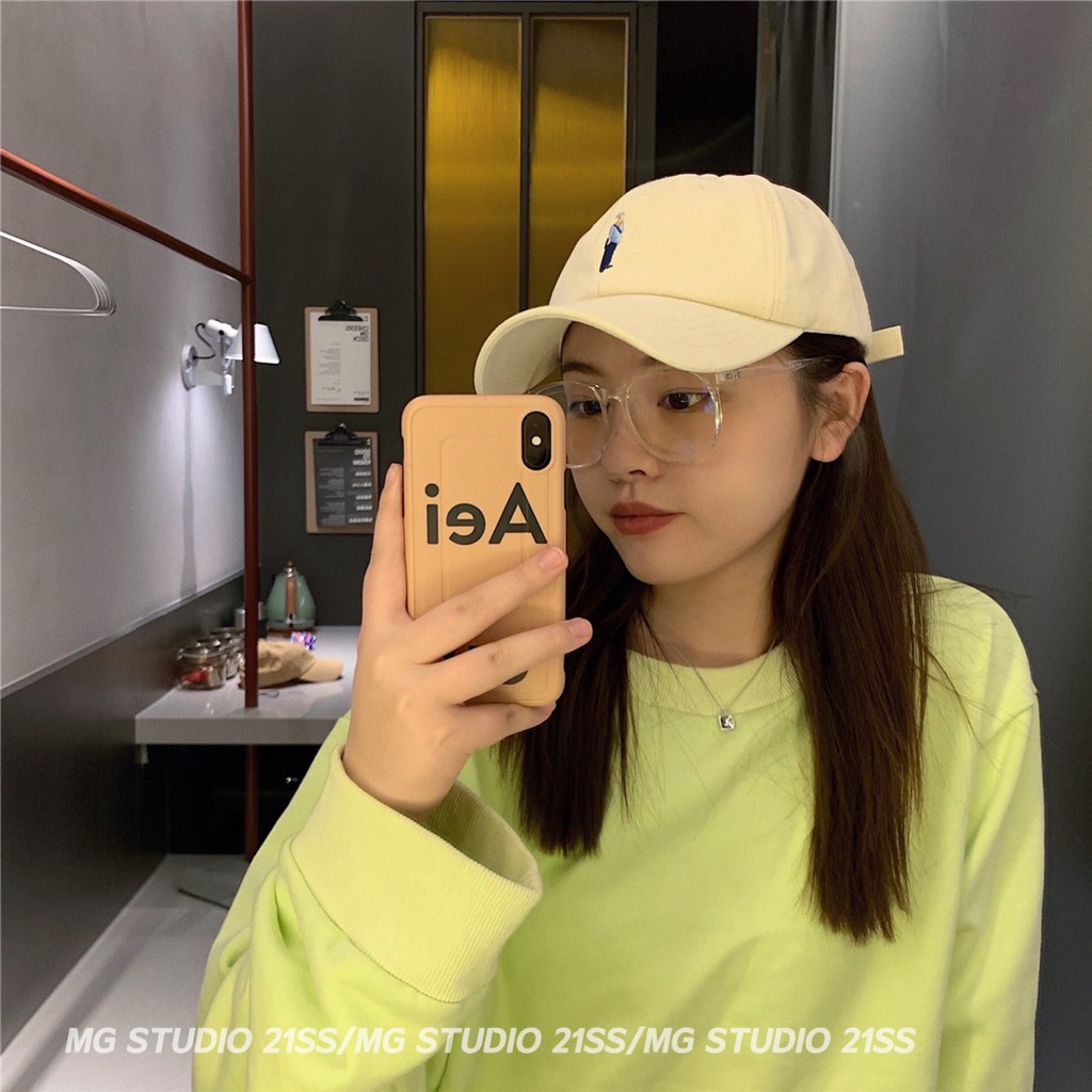 Mũ lưỡi trai MG STUDIO thêu họa tiết người hoạt họa thời trang