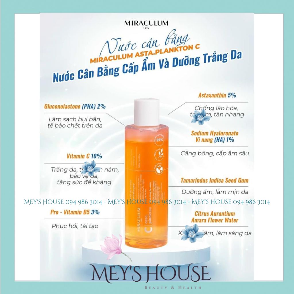Combo 4 Món Mỹ Phẩm Miraculum Asta.Plankton C -  Dưỡng trắng, Giảm Nám và Trẻ hóa làn da
