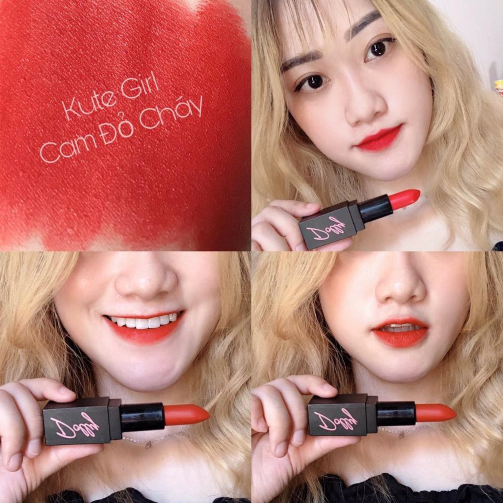 [Cam Đỏ Cháy] Kute Girl Son Sáp Phủ Phấn Dolly Không Chì Màu Cam Đỏ Cháy | BigBuy360 - bigbuy360.vn