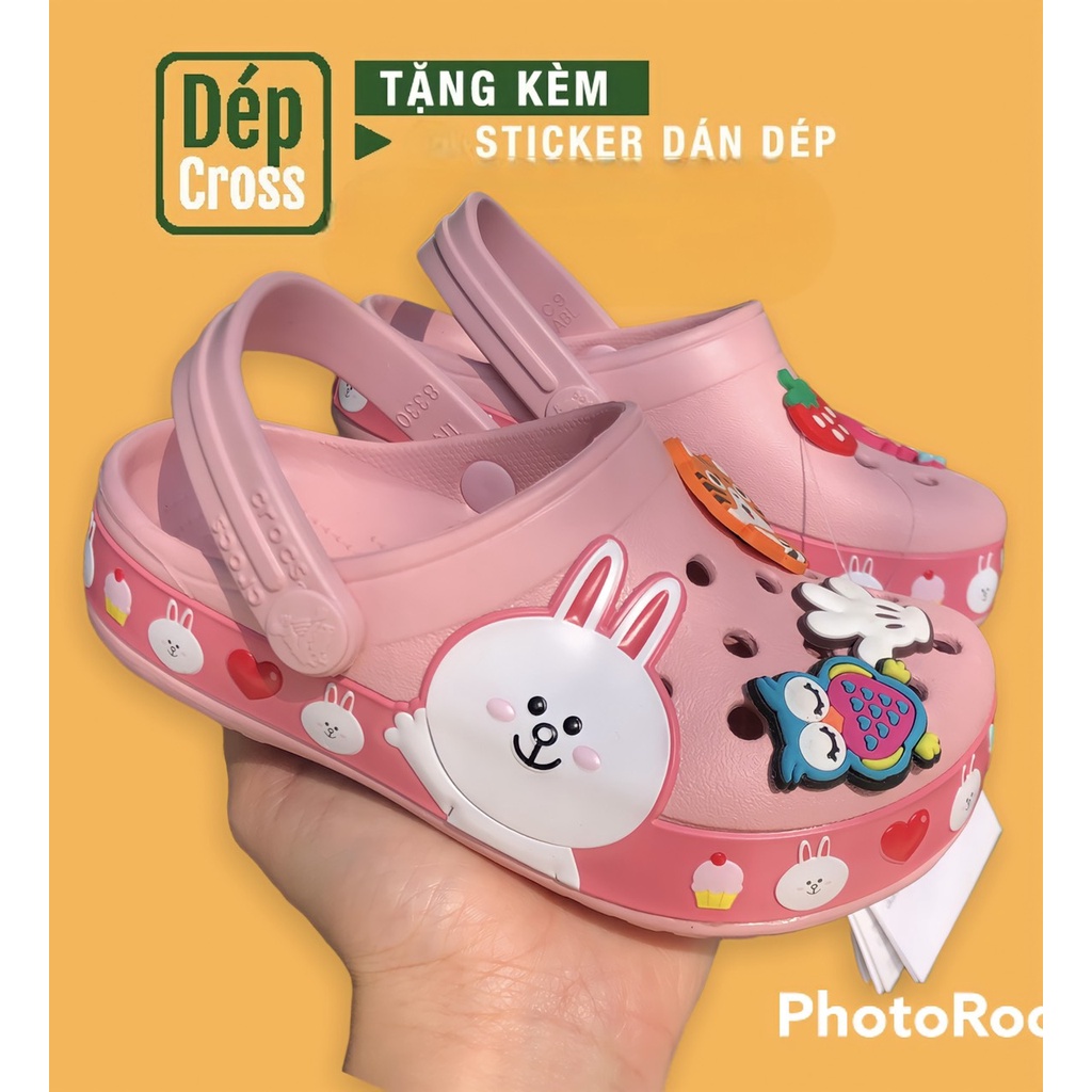 dép Cross trẻ em siêu hot tặng 6 jibitz cross -THỎ đáng yêu cho bé