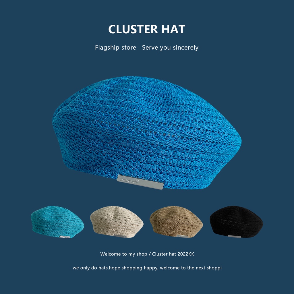 Mũ Beret Mỏng Thoáng Khí In Chữ Phong Cách Hàn Quốc Dễ Phối Đồ Cho Nữ