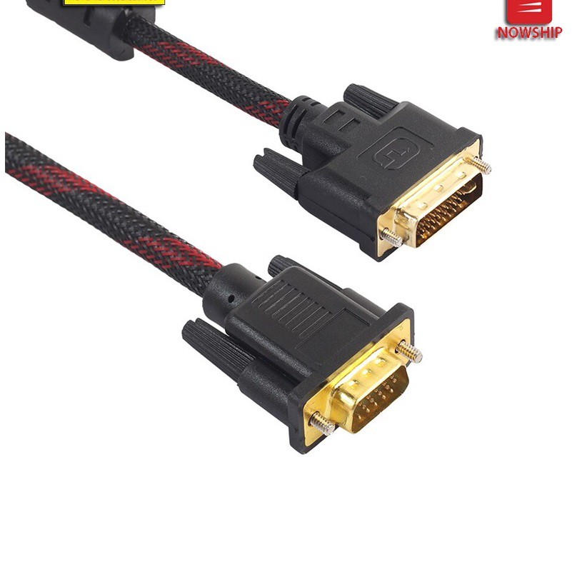 Cáp Chuyển Đổi DVI 24+5 Sang VGA Dài 1,5m (Bọc Lưới Chống Nhiễu)