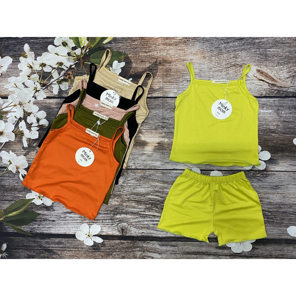 Bộ đồ bé gái  Bộ MINKY MOM 2 Dây Quần Bèo Cho Bé Chất Thun Lạnh Siêu Mềm Siêu Mát