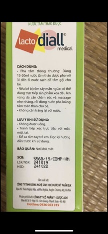 Nước tắm thảo dược Lactodiall