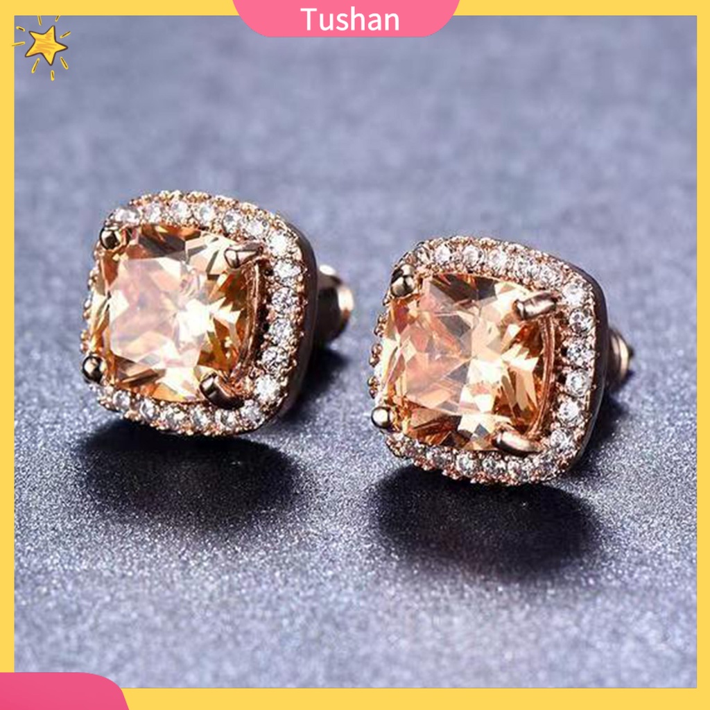 Bông tai hợp kim đính đá zirconia độc đáo thời trang tùy chọn màu sắc