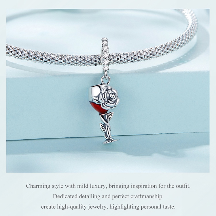 Phụ kiện vòng tay BAMOER bằng bạc 925 hình ly rượu