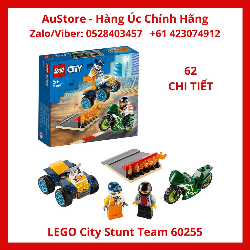 [LEGO CHÍNH HÃNG] 60255 - Biểu Diễn Nhào Lộn Xe Đạp (LEGO City Stunt Team 60255 Bike Toy) 62 Chi Tiết